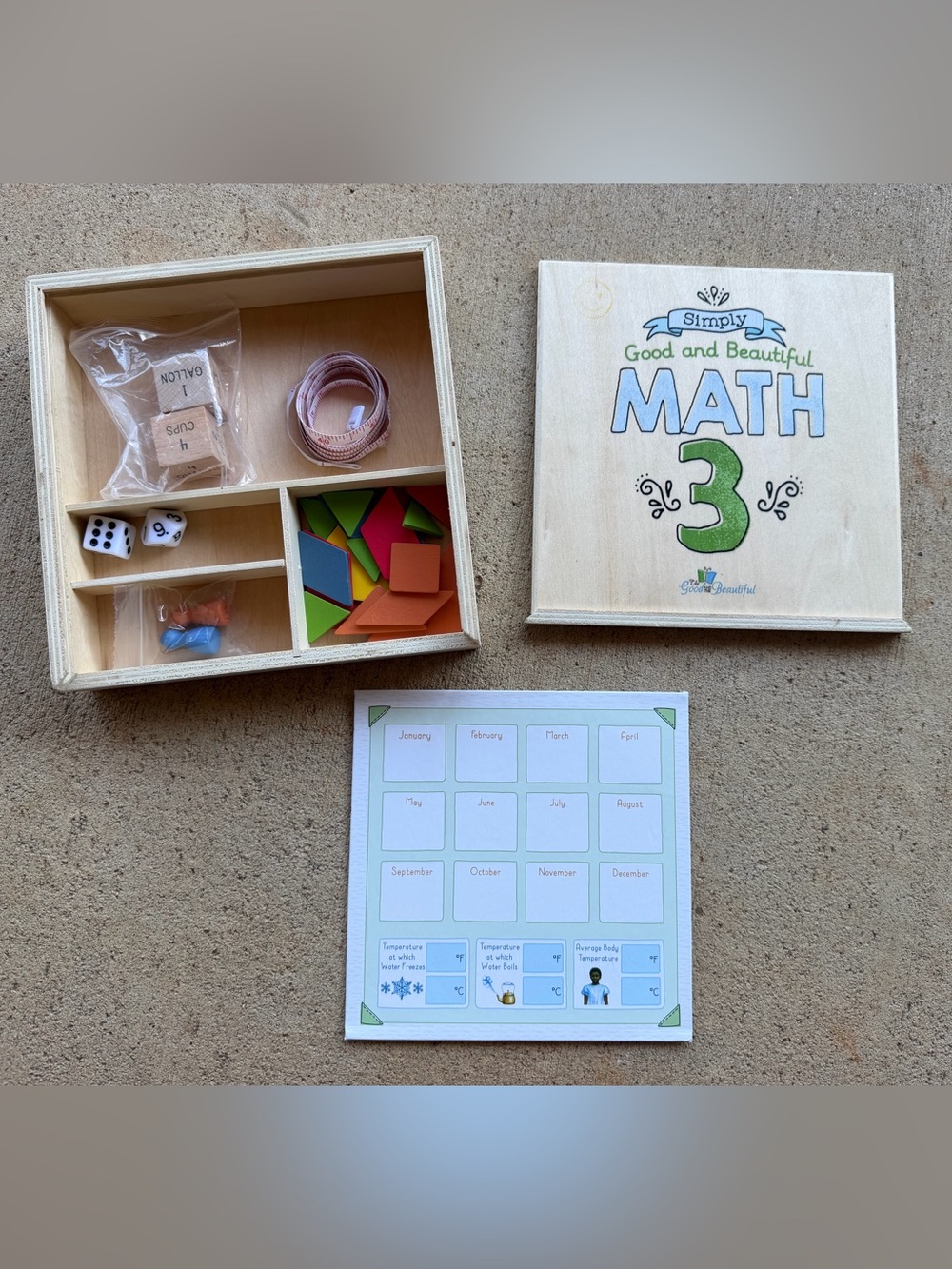 The Good and the Beautiful Math 3 wooden box
